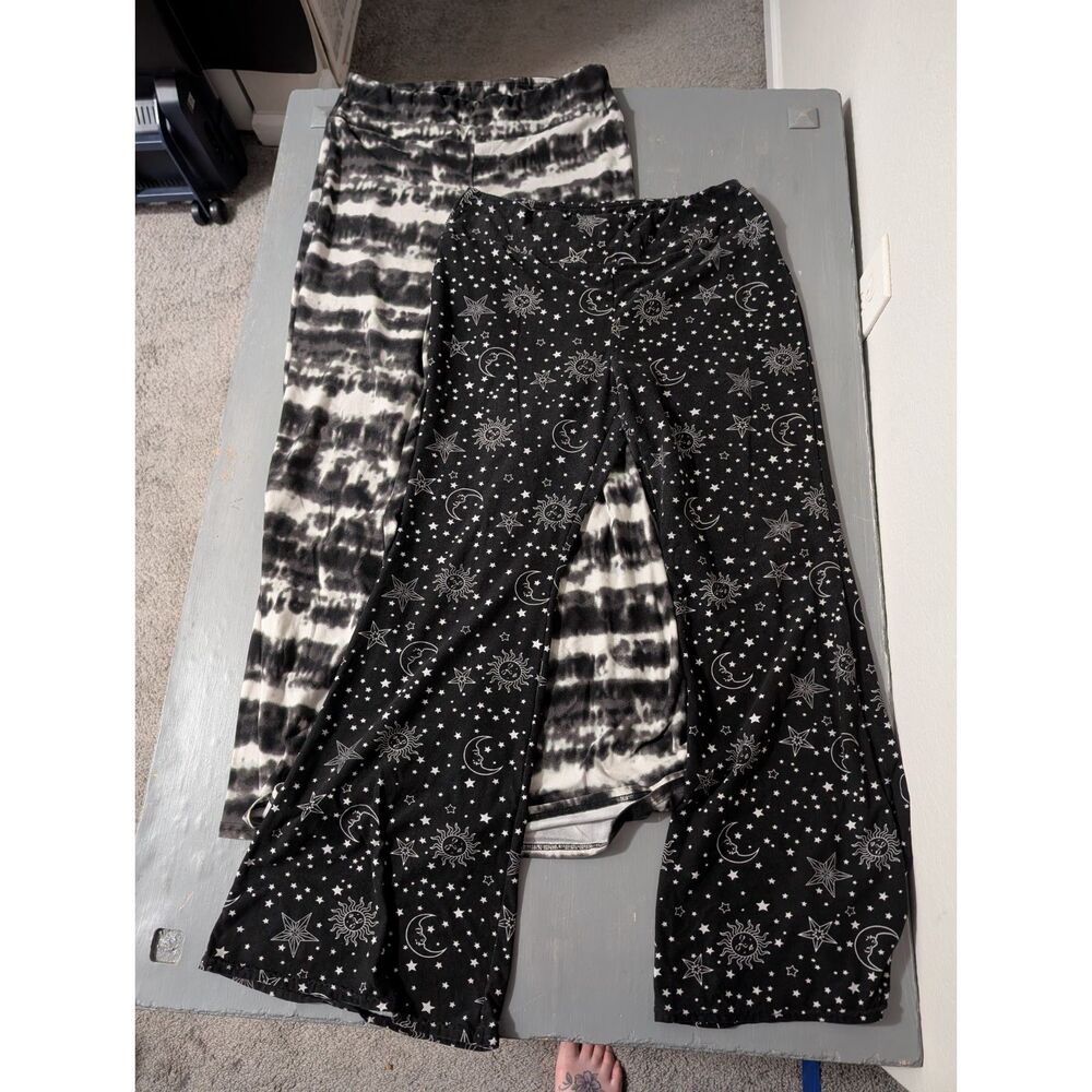 Black and White Celestial Flare Pants + Tie-Dye Wide Leg Pants Bundle